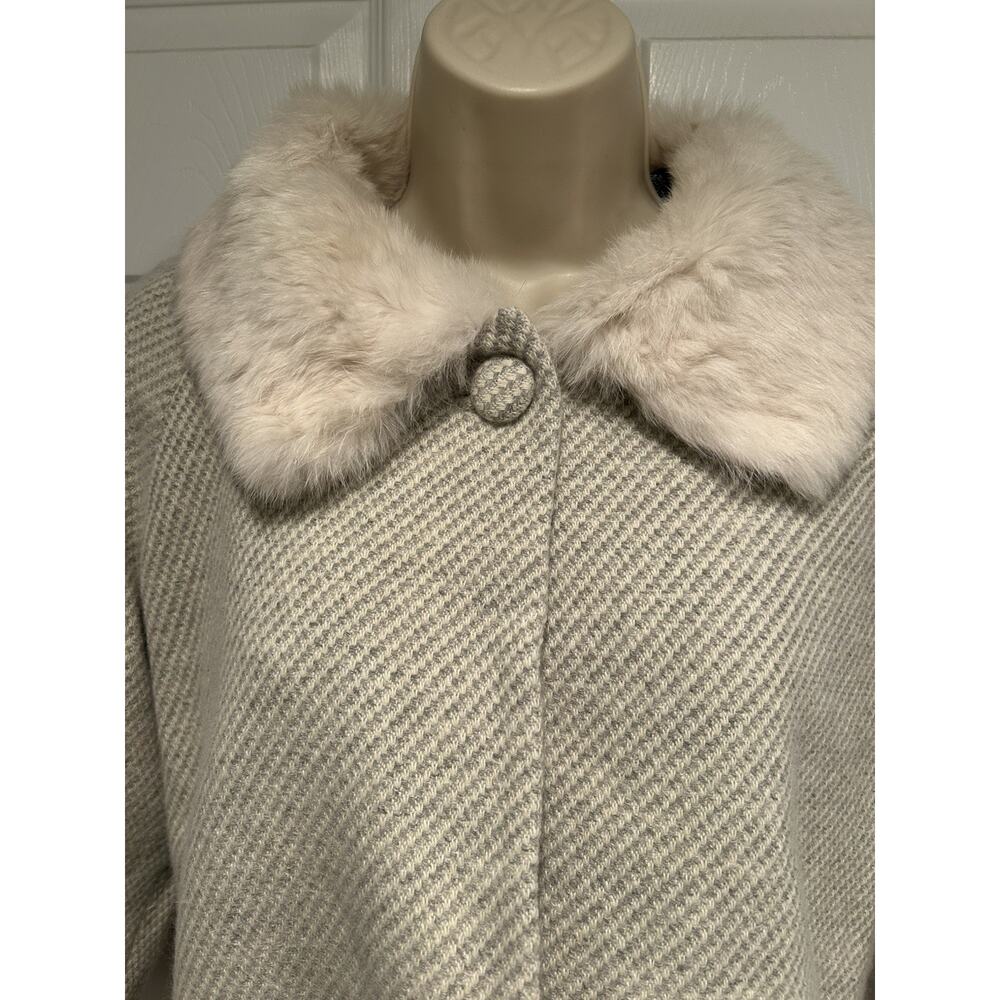 Vintage Wool‎ Coat Rabbit Fur Collar Retro Glam Identity by Lord & Taylor Size 8